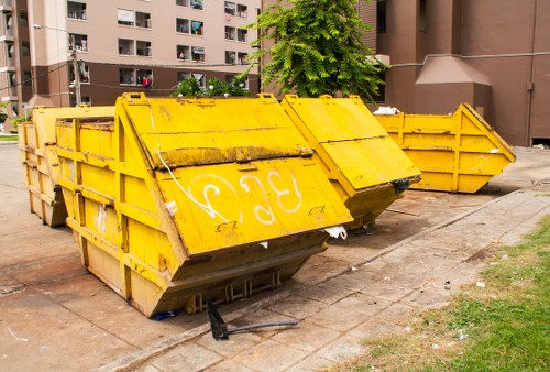 Skip container placed for hire in Rotherhithe
